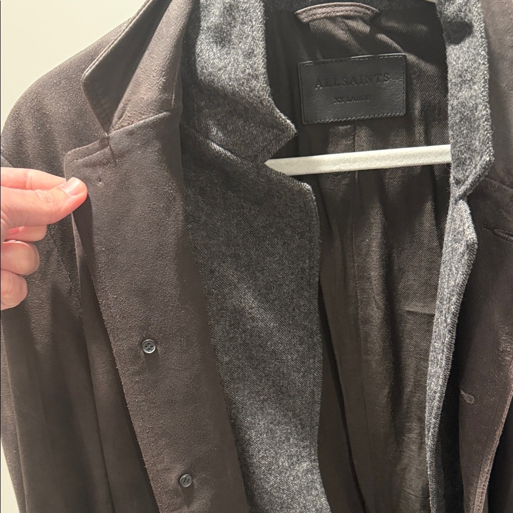 Men's All Saints Brown Suede Jacket - Picture 3 of 6